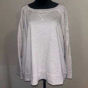 Fever Oversized Cream Sweater 1X Lace Sleeve Detail